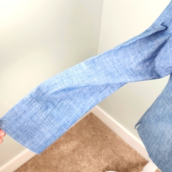 J. Crew Women’s Denim  Cotton Long Sleeve Pullover Blouse Top Button Size 00 - Picture 5 of 10